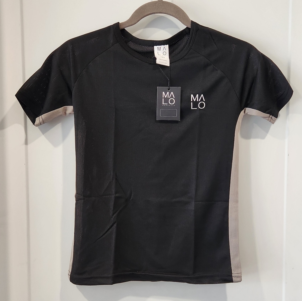 New Malo Republic Mesh Endurance Boys Active Layer T Shirt Size 7-8 Black